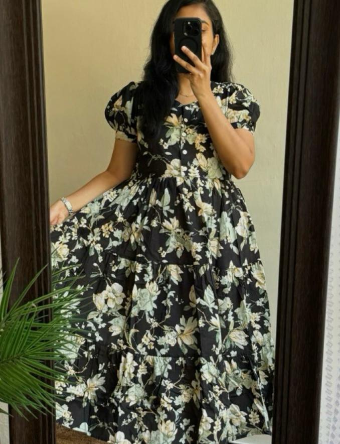 Rayon 14 KG Fabric Printed Gown Kurta