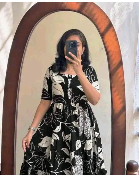 Premium 14 KG Rayon Printed Maxi Dress | Flowy Gown Kurta