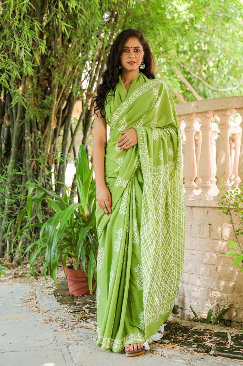 Pure Cotton Mulmul Printed Saree | Best Quality Soft Cotton Sari
