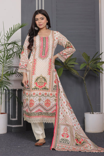 Muslin Silk Suit with Sequins & Embroidery Work