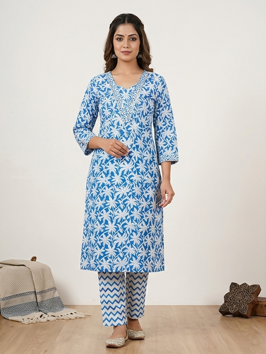 Cotton Cambric Kurti Pant Set for Women (2 Piece) | Comfortable Daily Wear