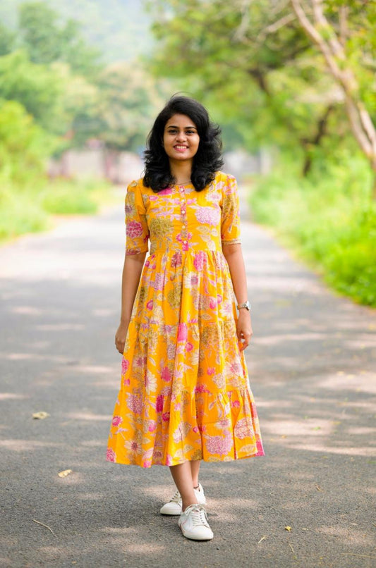 Comfort Fit Printed Rayon Gown Kurta | High Quality 14 KG Fabric