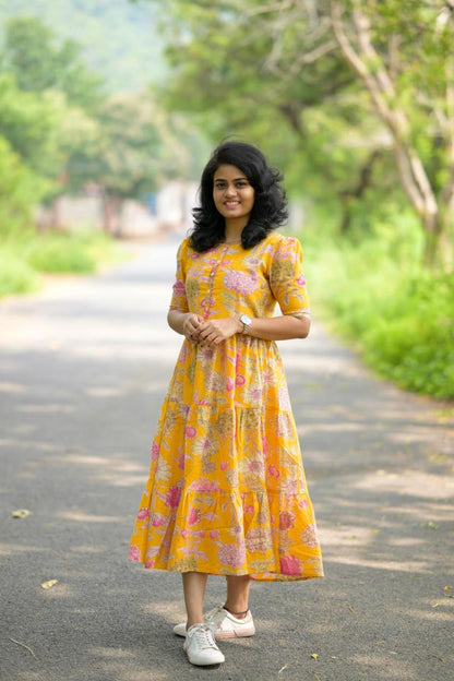 Comfort Fit Printed Rayon Gown Kurta | High Quality 14 KG Fabric