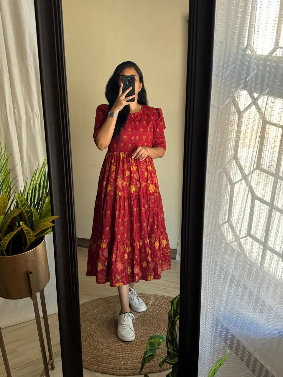 Trendy Rayon 14 Kg Printed Long Gown Kurta – Premium Daily Wear