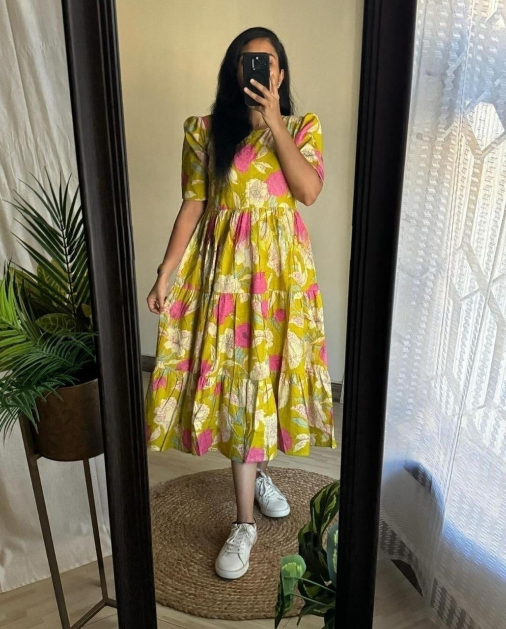 Premium 14 KG Rayon Printed Maxi Dress | Flowy Gown Kurta