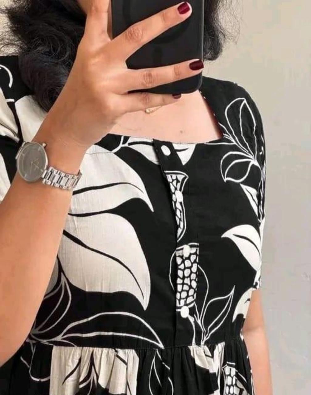 Premium 14 KG Rayon Printed Maxi Dress | Flowy Gown Kurta