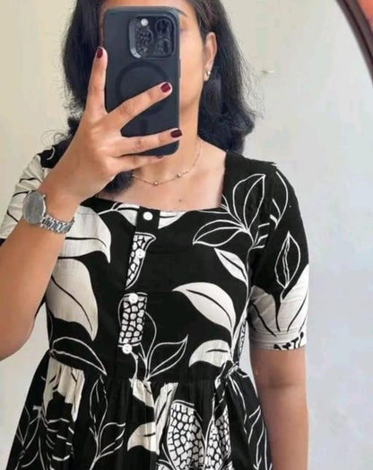 Premium 14 KG Rayon Printed Maxi Dress | Flowy Gown Kurta