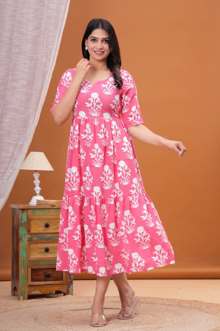 Beautiful Rayon 14 Kg Premium Printed Gown Kurta – Stylish Pattern