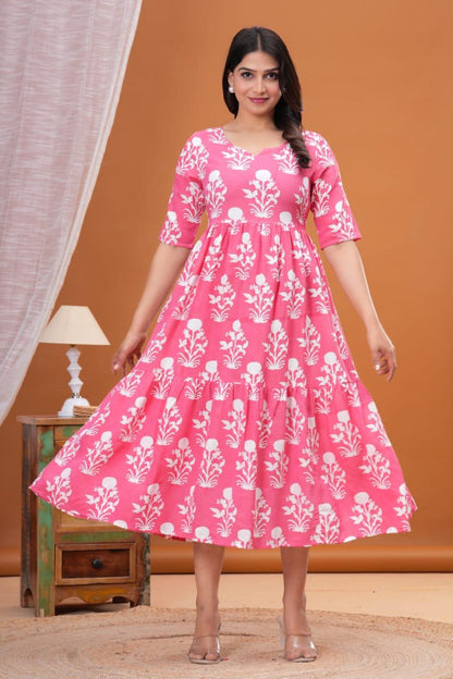 Beautiful Rayon 14 Kg Premium Printed Gown Kurta – Stylish Pattern