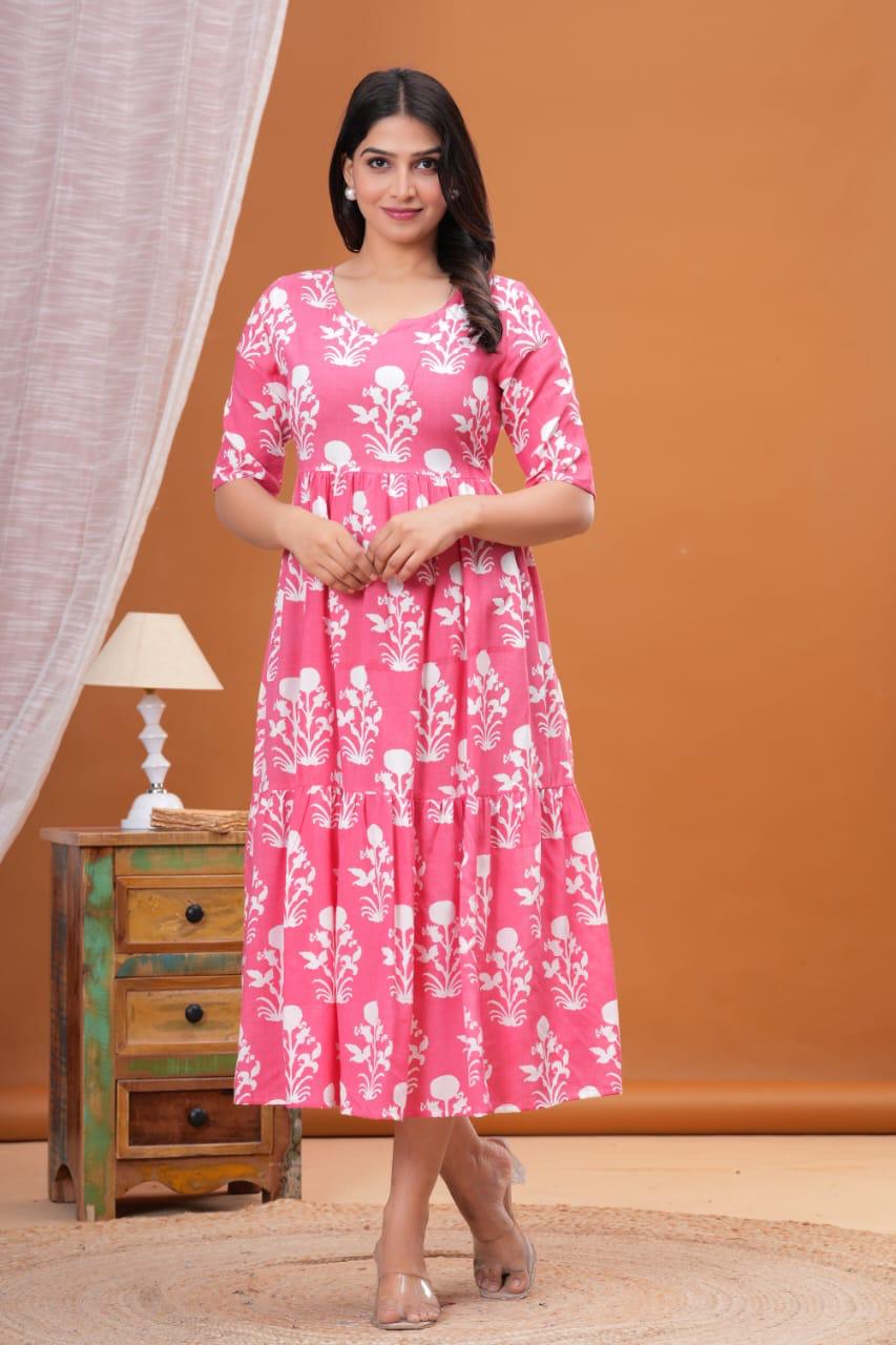 Beautiful Rayon 14 Kg Premium Printed Gown Kurta – Stylish Pattern