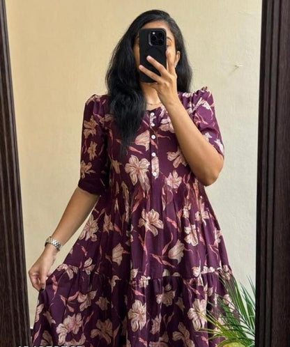 Premium 14 KG Rayon Printed Maxi Dress | Flowy Gown Kurta