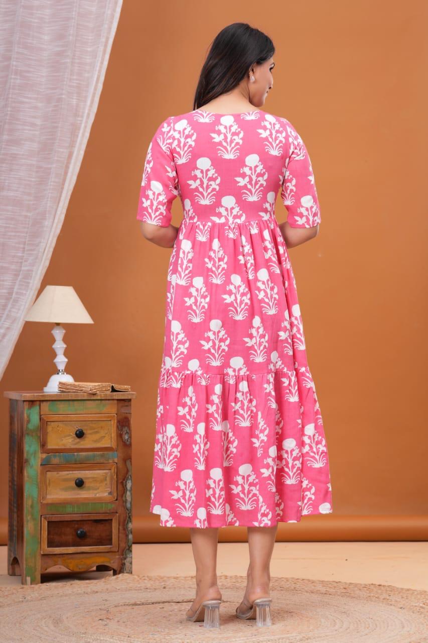 Beautiful Rayon 14 Kg Premium Printed Gown Kurta – Stylish Pattern