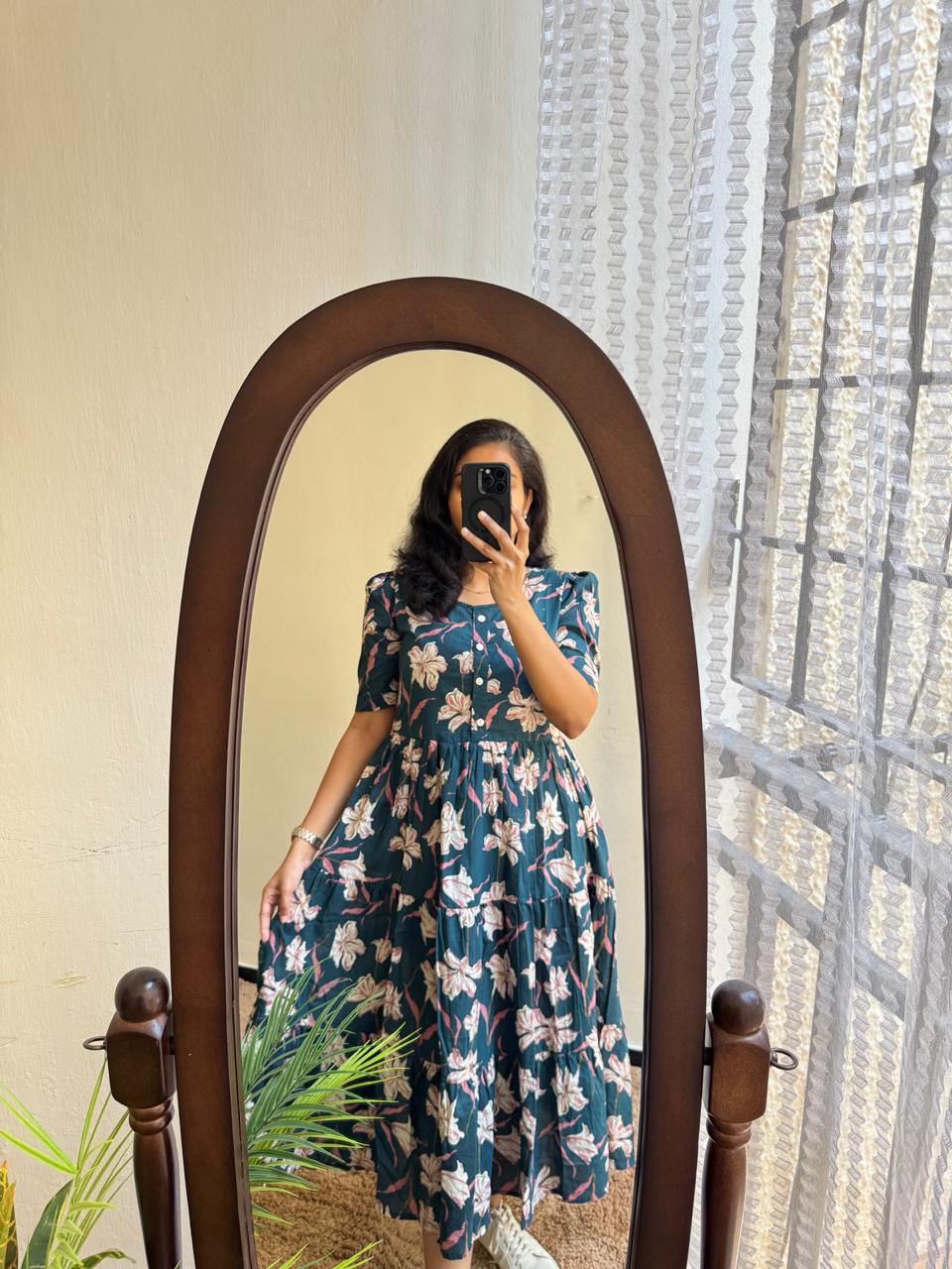 Premium 14 KG Rayon Printed Maxi Dress | Flowy Gown Kurta