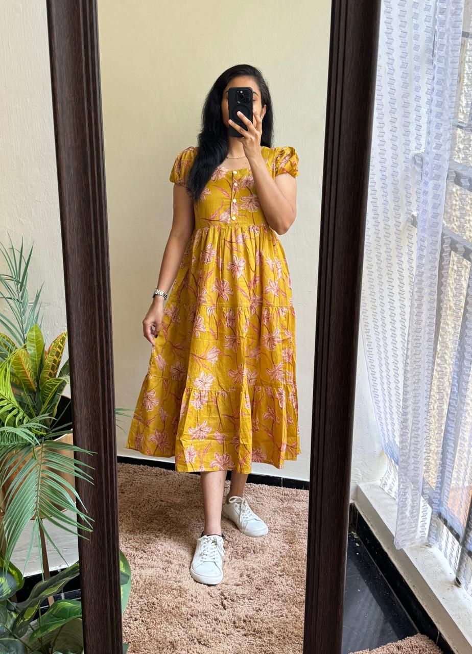 Premium 14 KG Rayon Printed Maxi Dress | Flowy Gown Kurta