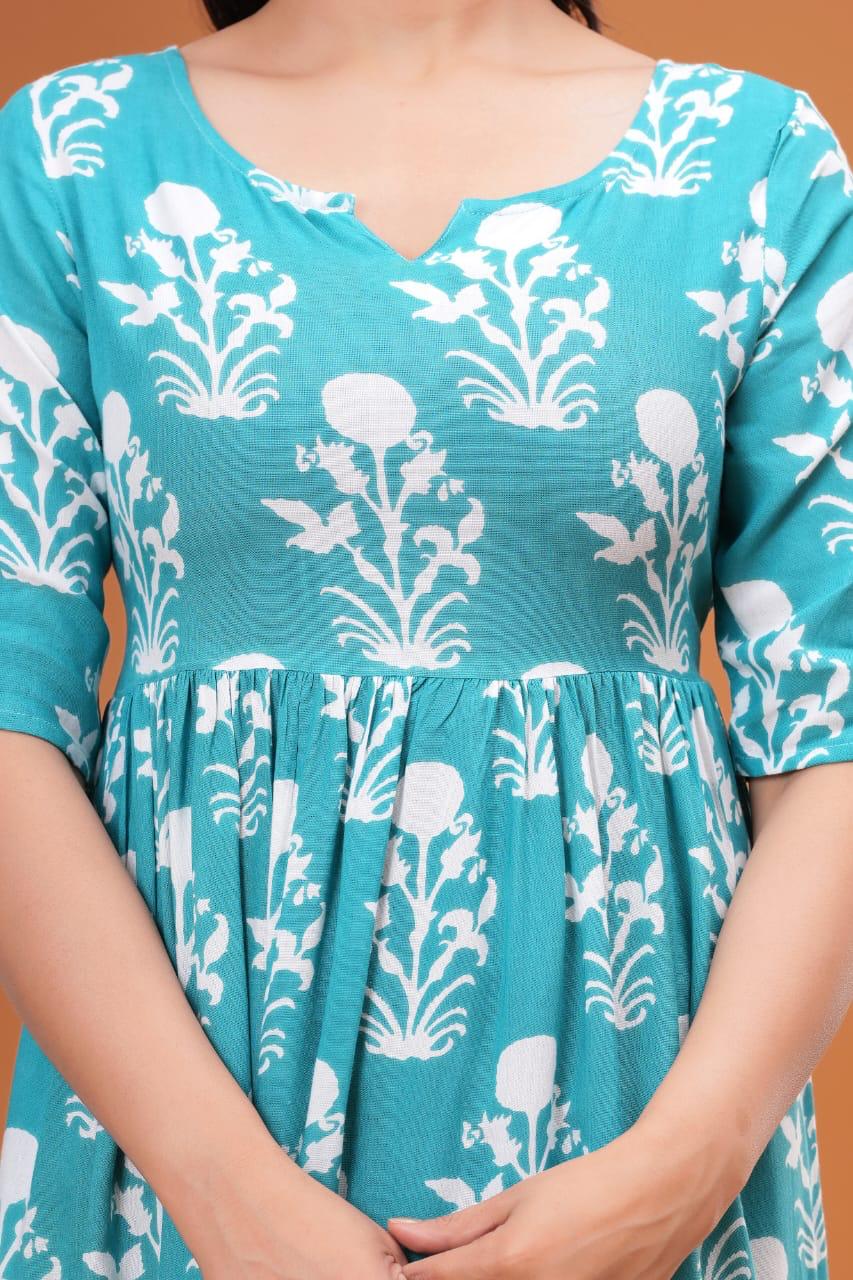 Beautiful Rayon 14 Kg Premium Printed Gown Kurta – Stylish Pattern