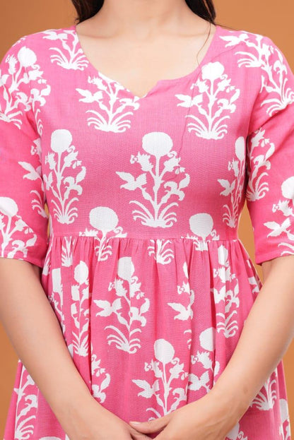 Beautiful Rayon 14 Kg Premium Printed Gown Kurta – Stylish Pattern