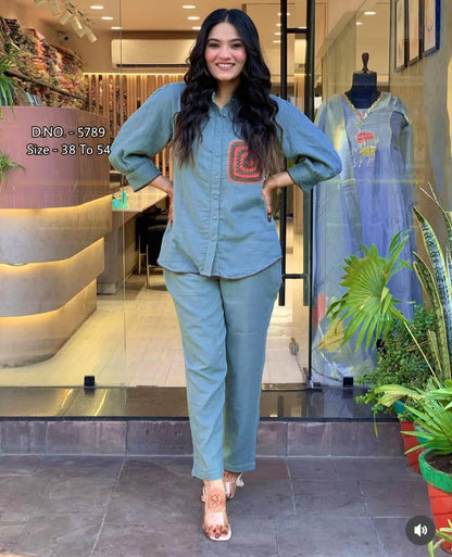 Premium Cotton Slub / Cotton Flex (Khadi) Aari Embroidered Cordset