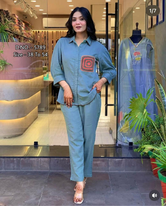 Premium Cotton Slub / Cotton Flex (Khadi) Aari Embroidered Cordset