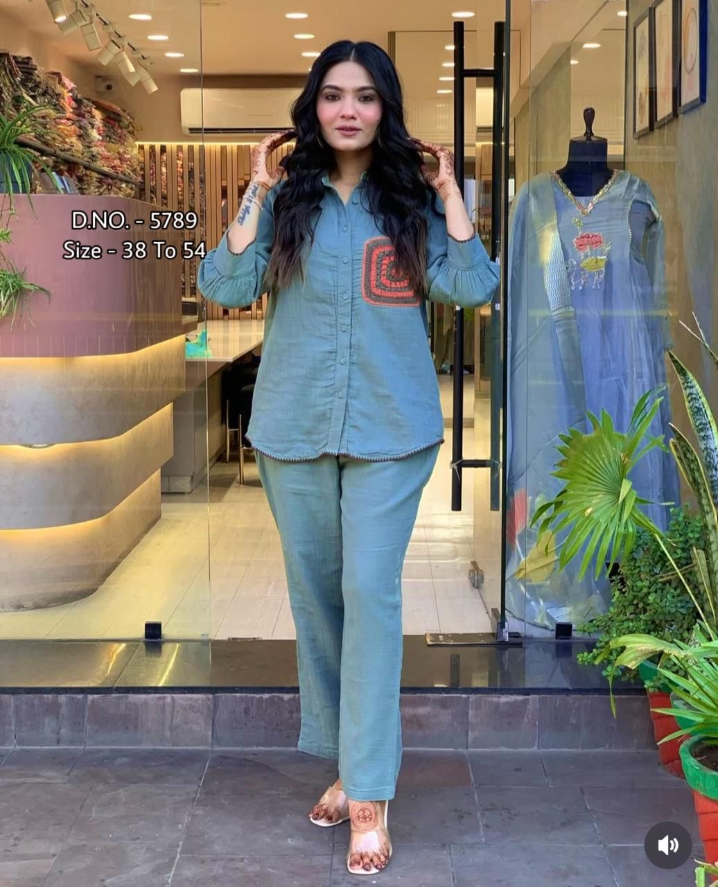 Premium Cotton Slub / Cotton Flex (Khadi) Aari Embroidered Cordset