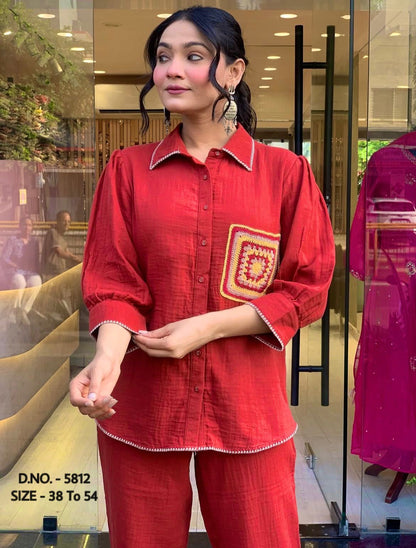 Premium Cotton Slub / Cotton Flex (Khadi) Aari Embroidered Cordset