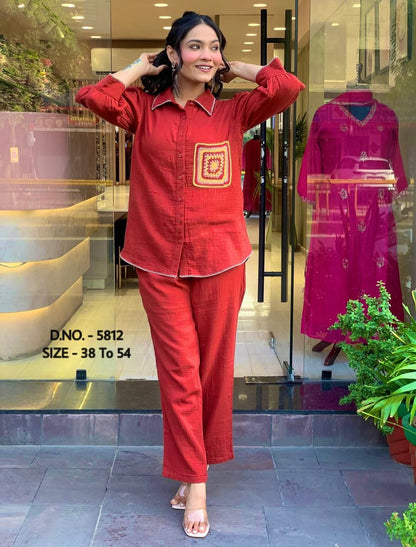 Premium Cotton Slub / Cotton Flex (Khadi) Aari Embroidered Cordset