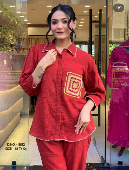 Premium Cotton Slub / Cotton Flex (Khadi) Aari Embroidered Cordset