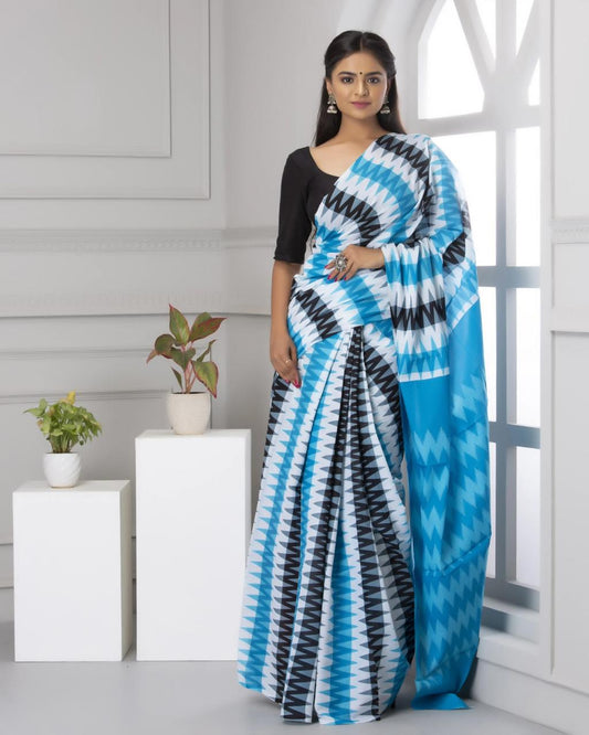 Pure Cotton Mulmul Fabric Printed  Saree.