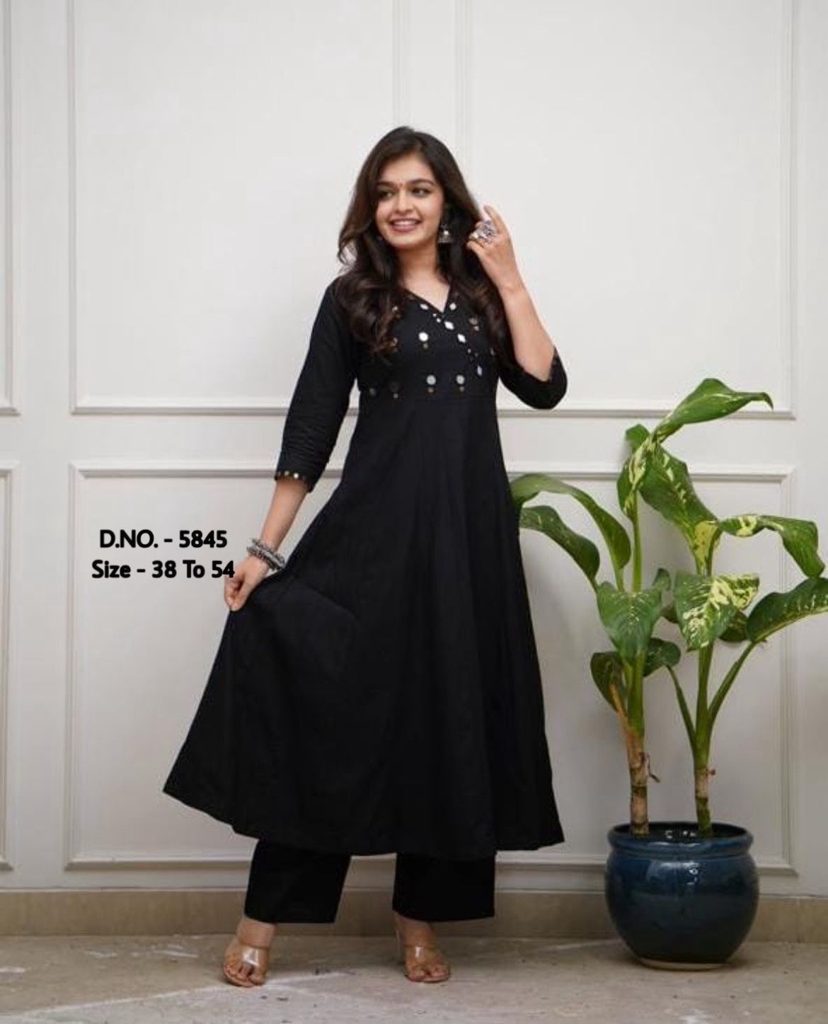 Beautiful Heavy Rayon 14Kg Floor-Length Gown Kurti with Mirror Foil Aari Work