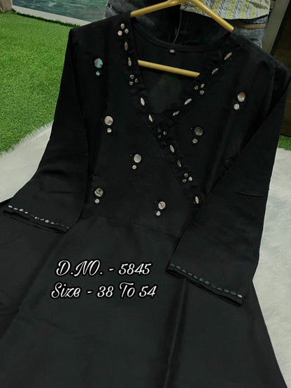 Beautiful Heavy Rayon 14Kg Floor-Length Gown Kurti with Mirror Foil Aari Work