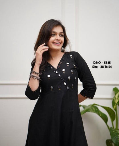 Beautiful Heavy Rayon 14Kg Floor-Length Gown Kurti with Mirror Foil Aari Work