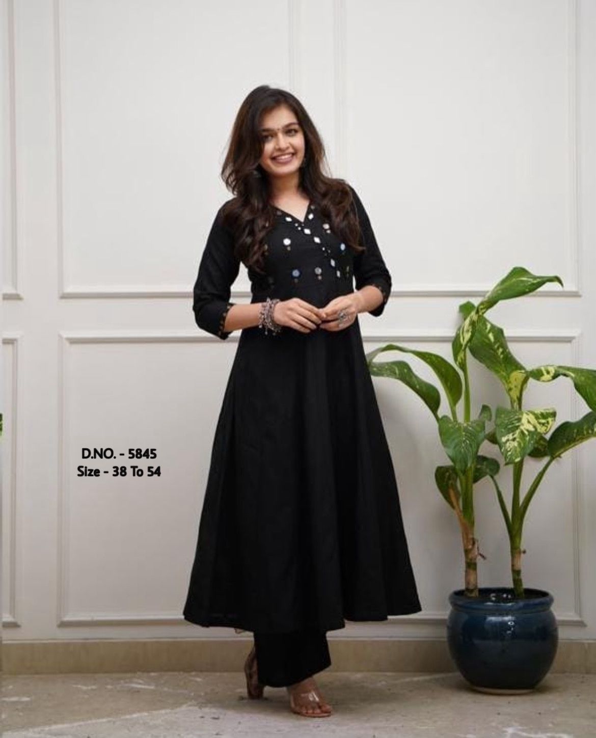 Beautiful Heavy Rayon 14Kg Floor-Length Gown Kurti with Mirror Foil Aari Work