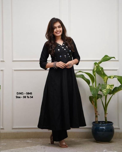 Beautiful Heavy Rayon 14Kg Floor-Length Gown Kurti with Mirror Foil Aari Work