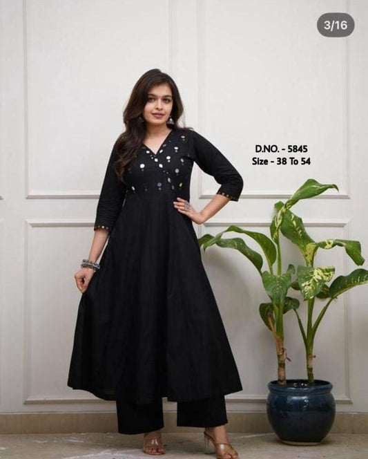 Beautiful Heavy Rayon 14Kg Floor-Length Gown Kurti with Mirror Foil Aari Work