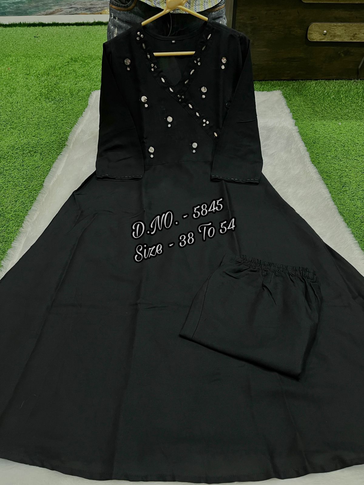 Beautiful Heavy Rayon 14Kg Floor-Length Gown Kurti with Mirror Foil Aari Work