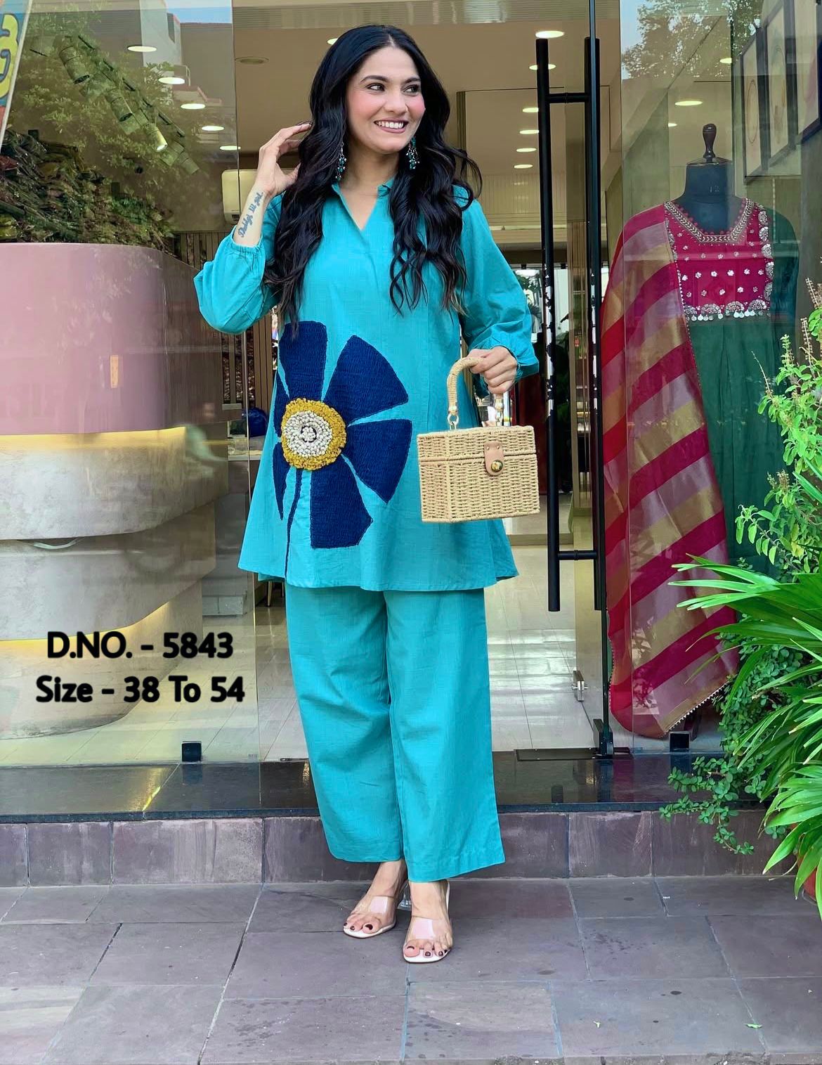 Premium Cotton Slub / Cotton Flex (Khadi) Aari Woolen Thread Work 2-Piece Set