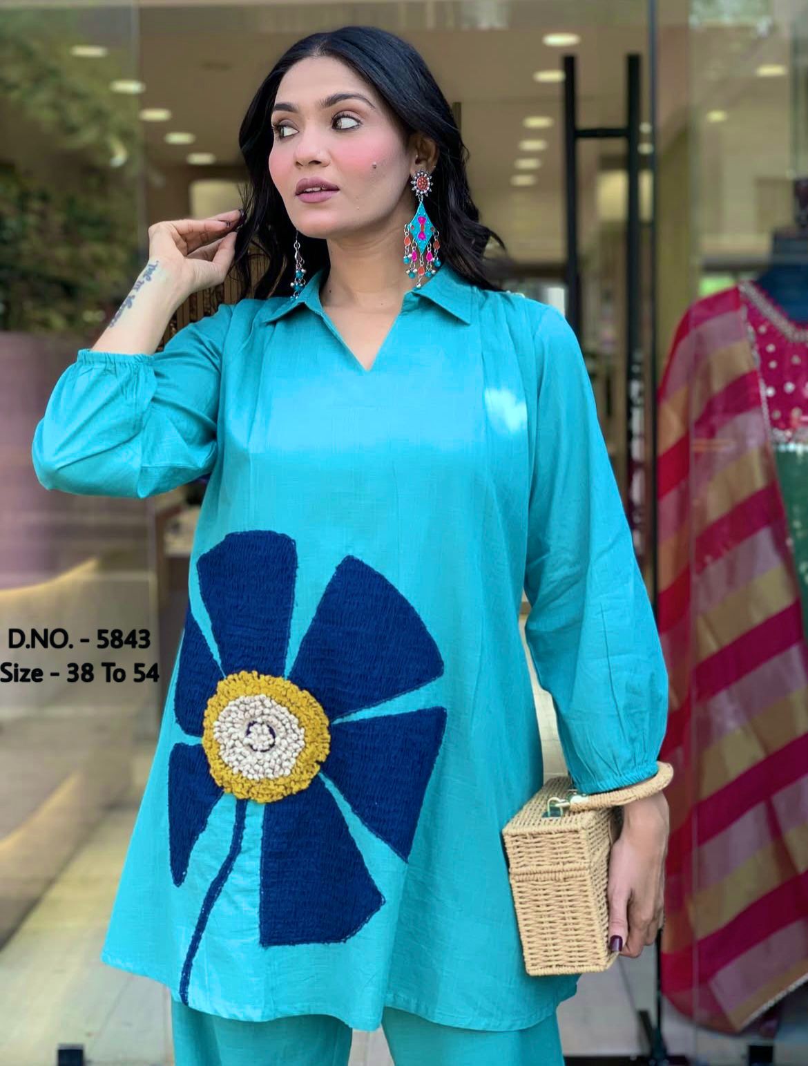 Premium Cotton Slub / Cotton Flex (Khadi) Aari Woolen Thread Work 2-Piece Set