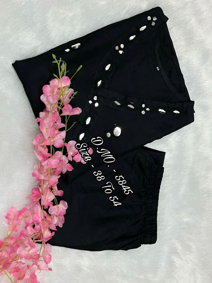 Beautiful Heavy Rayon 14Kg Floor-Length Gown Kurti with Mirror Foil Aari Work