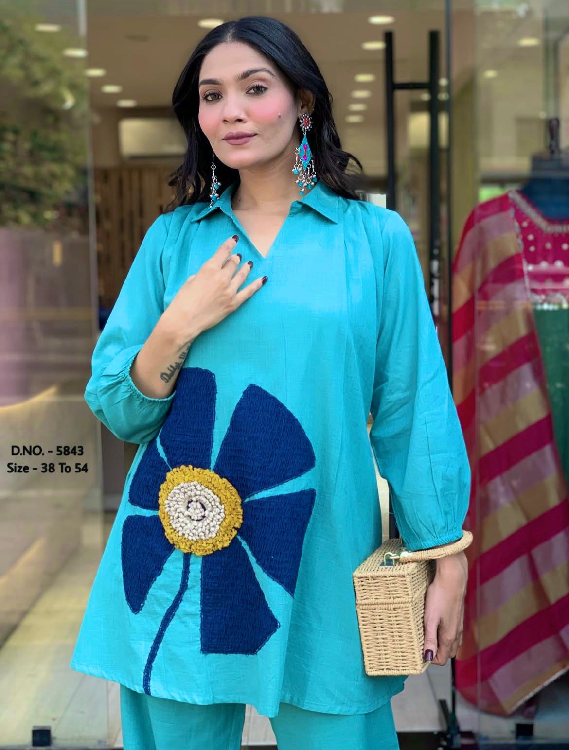 Premium Cotton Slub / Cotton Flex (Khadi) Aari Woolen Thread Work 2-Piece Set