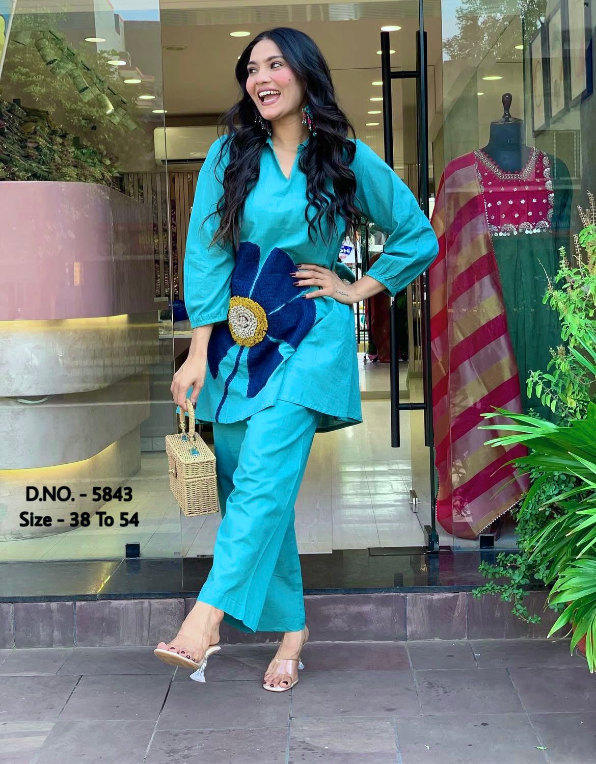 Premium Cotton Slub / Cotton Flex (Khadi) Aari Woolen Thread Work 2-Piece Set