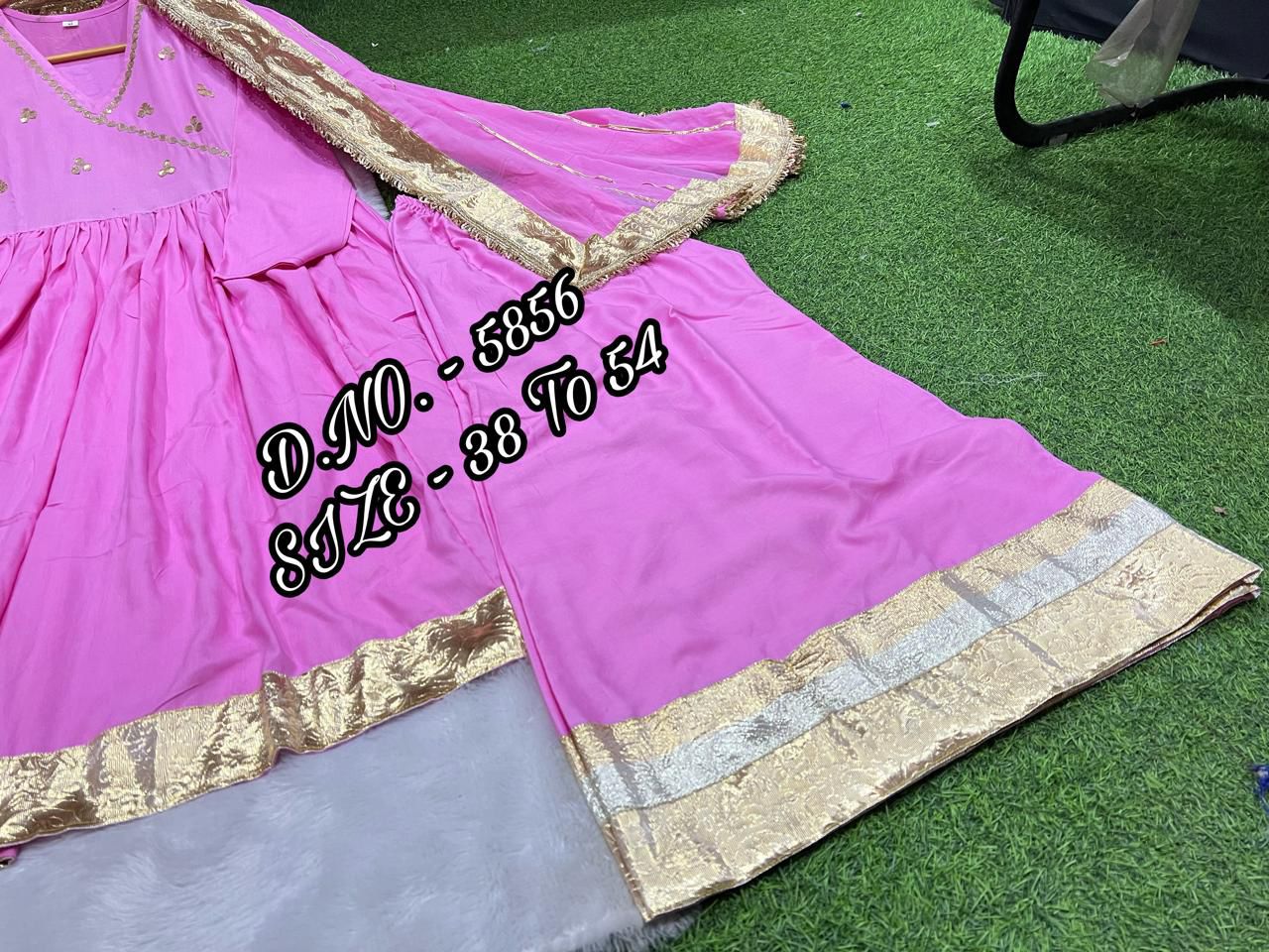 Heavy Rayon Mirror Work Kurti with Sharara and Dupatta Set (3 Piece) with Gotta Detailing | Full Flared