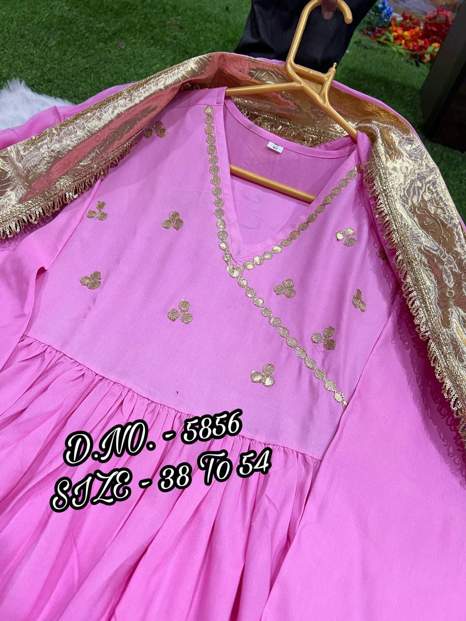 Heavy Rayon Mirror Work Kurti with Sharara and Dupatta Set (3 Piece) with Gotta Detailing | Full Flared