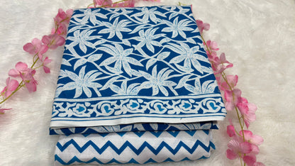 Pure Cotton Cambric Unstitched Suit Set for Women | Top 2.5 Mtr + Bottom 2 Mtr