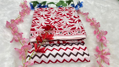 Pure Cotton Cambric Unstitched Suit Set for Women | Top 2.5 Mtr + Bottom 2 Mtr