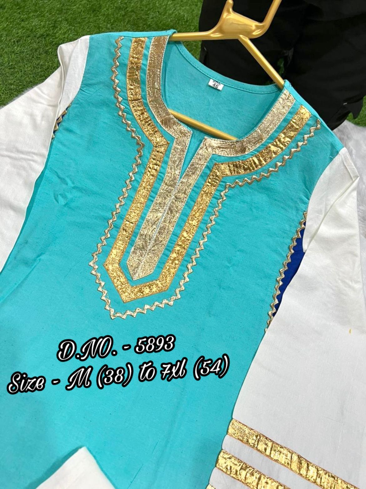 Pure Cotton 2-Piece Kurti Pant Set with Heavy Gotta Lace Detailing