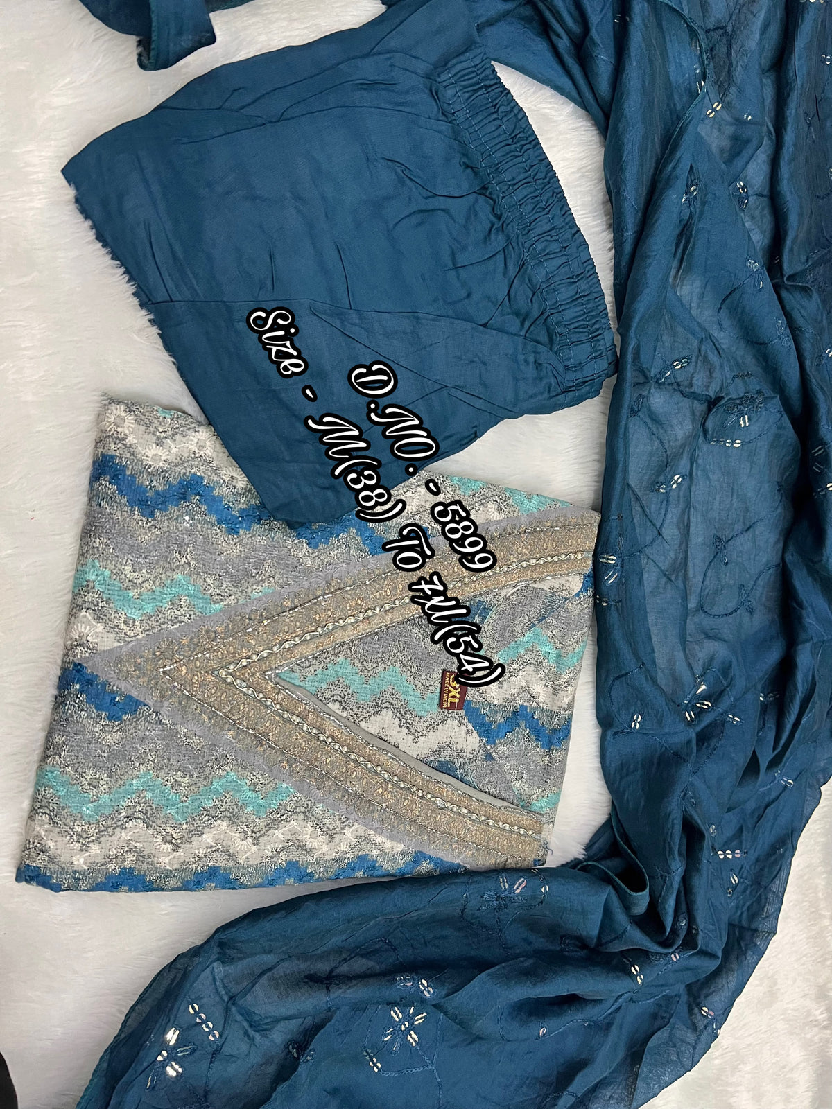 Pure Chanderi 3-Piece Suit Set with Sequins, Adda & Aari Mirror Foil Work