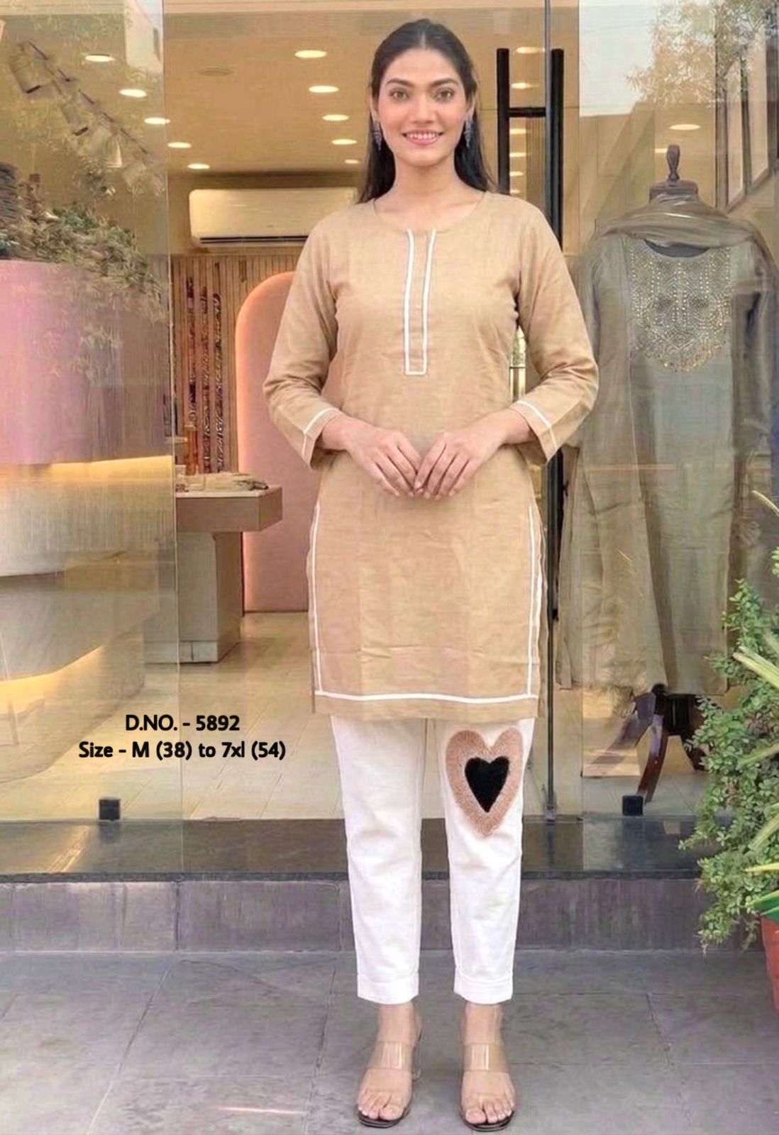Pure Cotton 2-Piece Kurti Pant Set with Hand Aari Embroidery