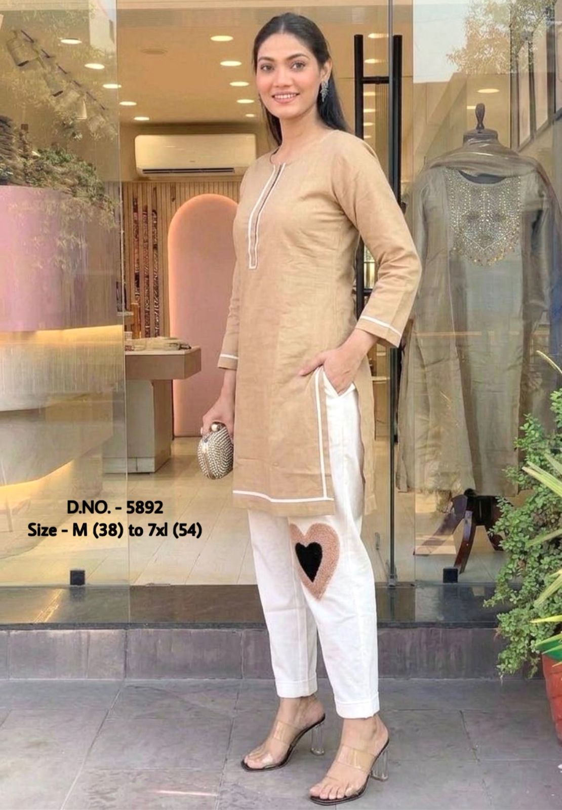 Pure Cotton 2-Piece Kurti Pant Set with Hand Aari Embroidery
