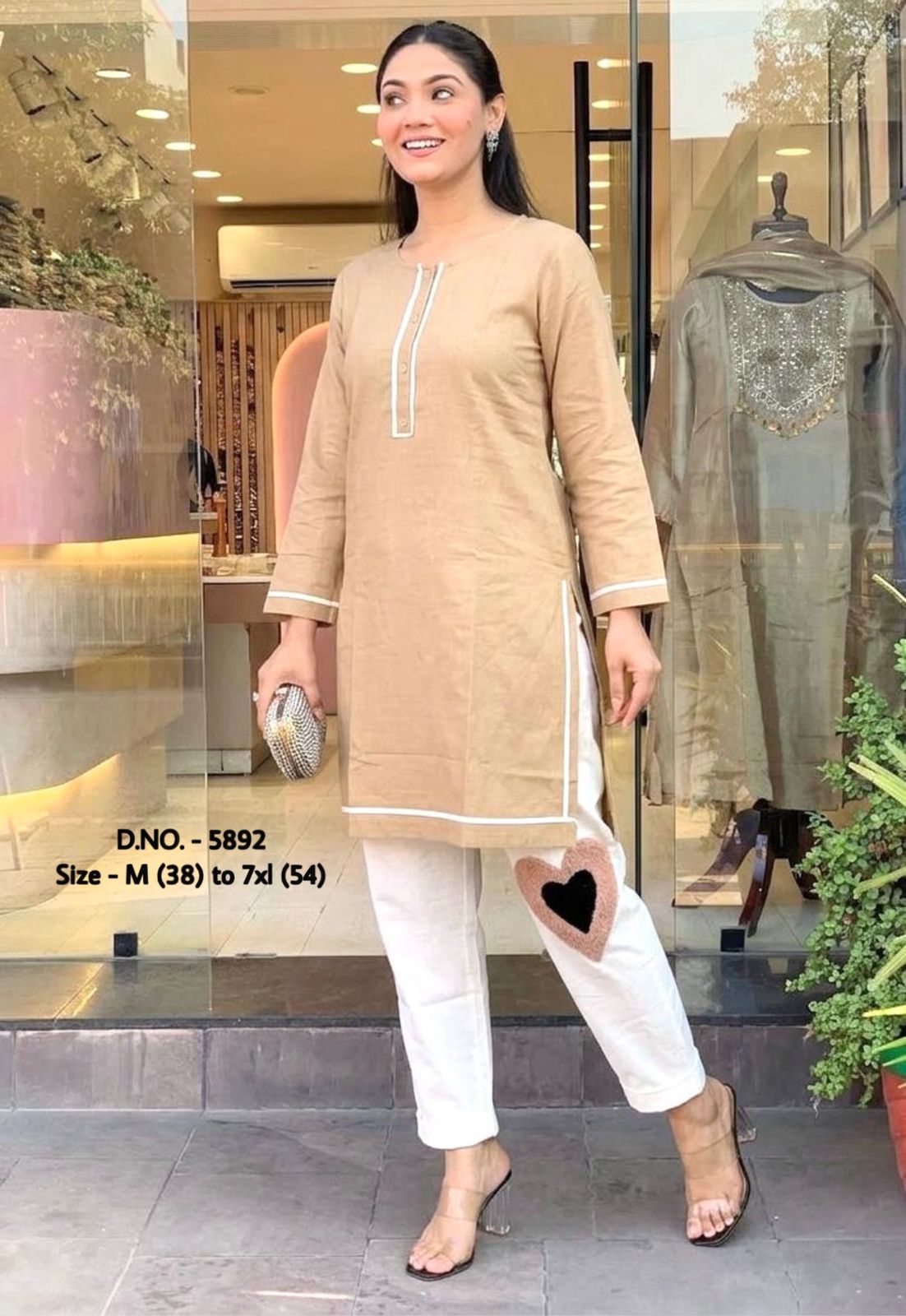 Pure Cotton 2-Piece Kurti Pant Set with Hand Aari Embroidery