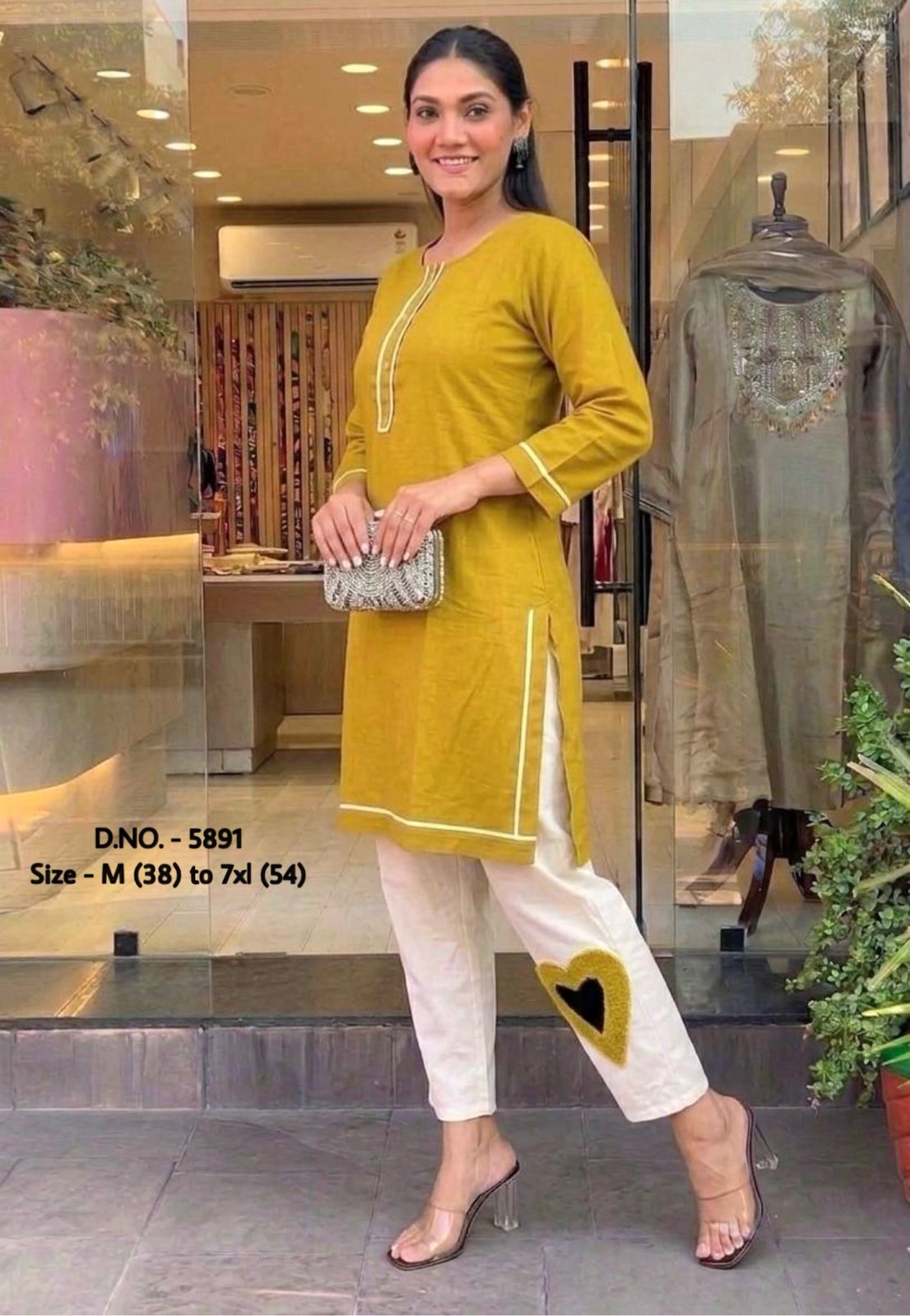 Pure Cotton 2-Piece Kurti Pant Set with Hand Aari Embroidery