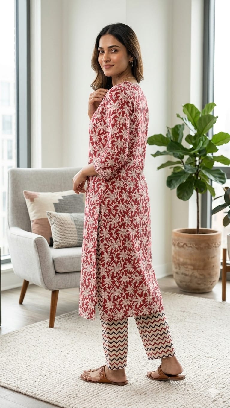 Cotton Cambric Kurti Pant Set for Women (2 Piece) | Comfortable Daily Wear
